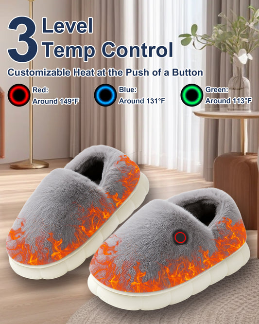 Heated Slippers for Women with 5000mAh Battery – Soft Electric Warm House Shoes for Winter Comfort