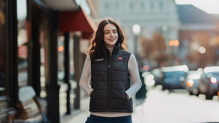 a girl wearing a women's heated vest