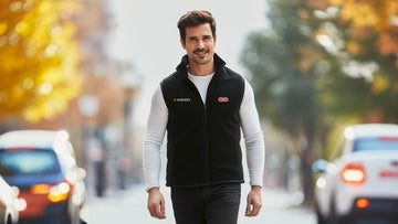 a man wearing a heated body warmer