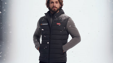 men in a black gokozy heated vest