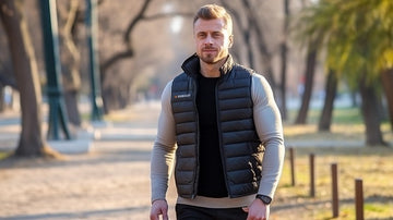 a man wearing gokozy heated vest