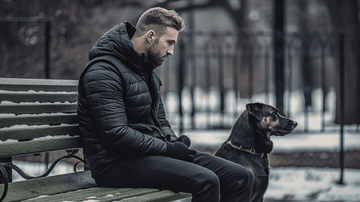 wearing a heated vest to walk dog in the park