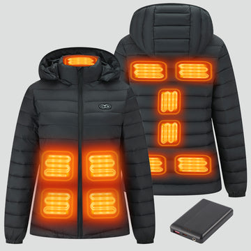 Women’s Heated Jacket with 7.4V Battery, Dual Control, 11 Heating Zones